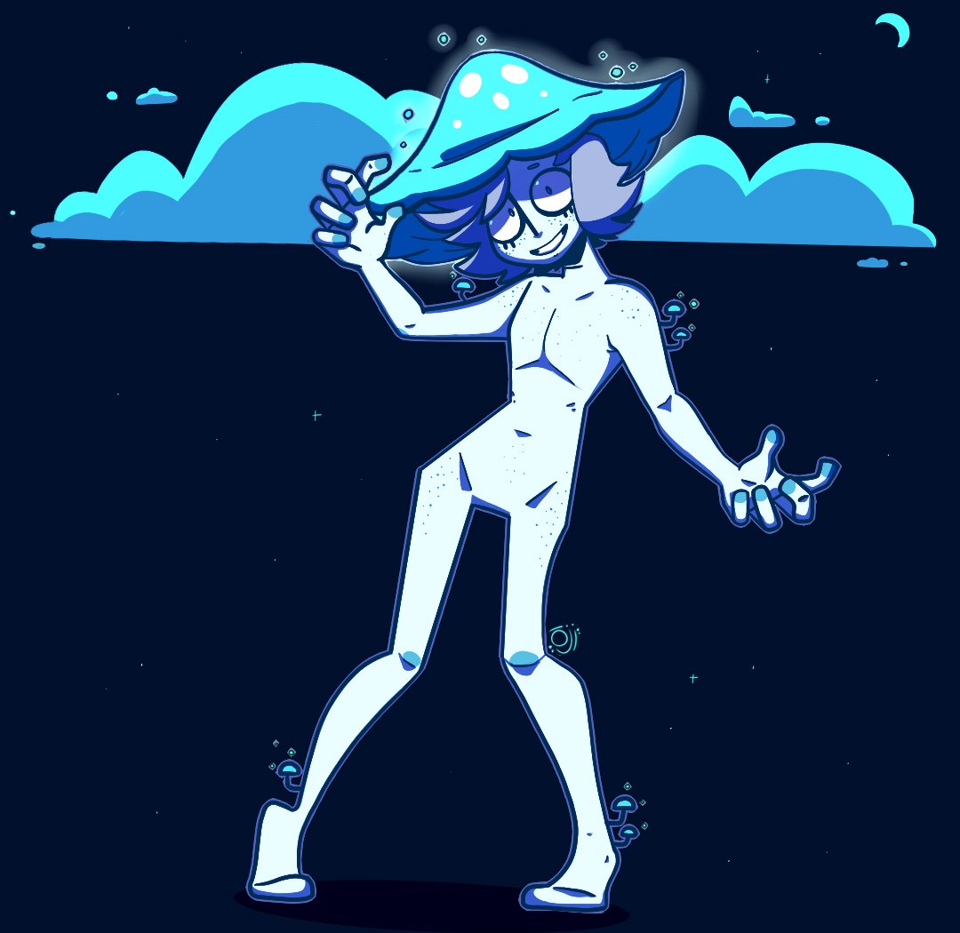 thealien_prince's tweet photo. I'm excited to show off my new #mushroomhead boys, Firefly 💙 and Lightning Bug 💚 They lure unsuspecting people into the woods with their hypnotic spores, and eat them :-) #mushrooms #shrooms #digitalart #digitalartwork #digitaldrawing #ocs https://t.co/pdcMwYFt15