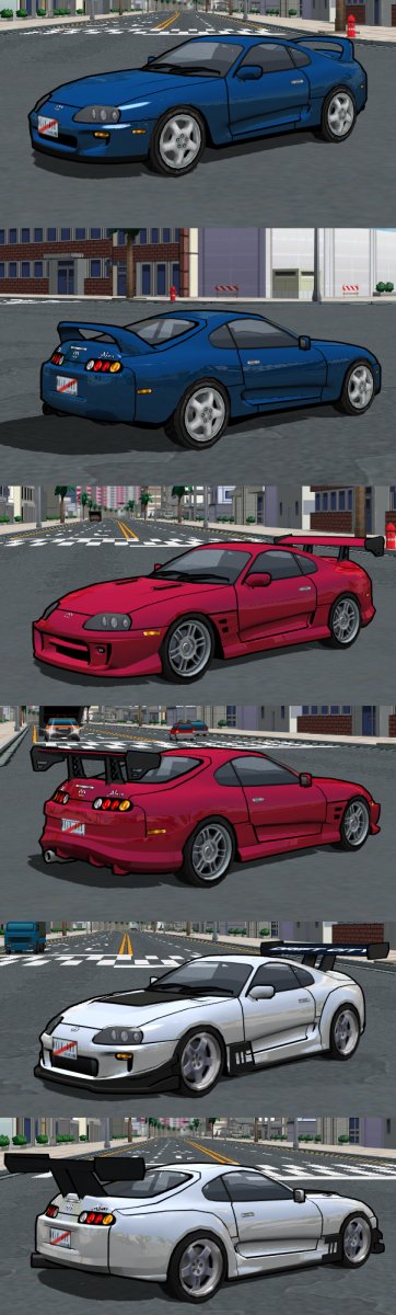 RotaryCobra's tweet photo. Above (Supra A80) remade from the ground up.

The Ridox Aerokit (White) had been originally made by @lf_afk_slot, it was used heavily as a reference for its remake. https://t.co/DCu1y8uoXH