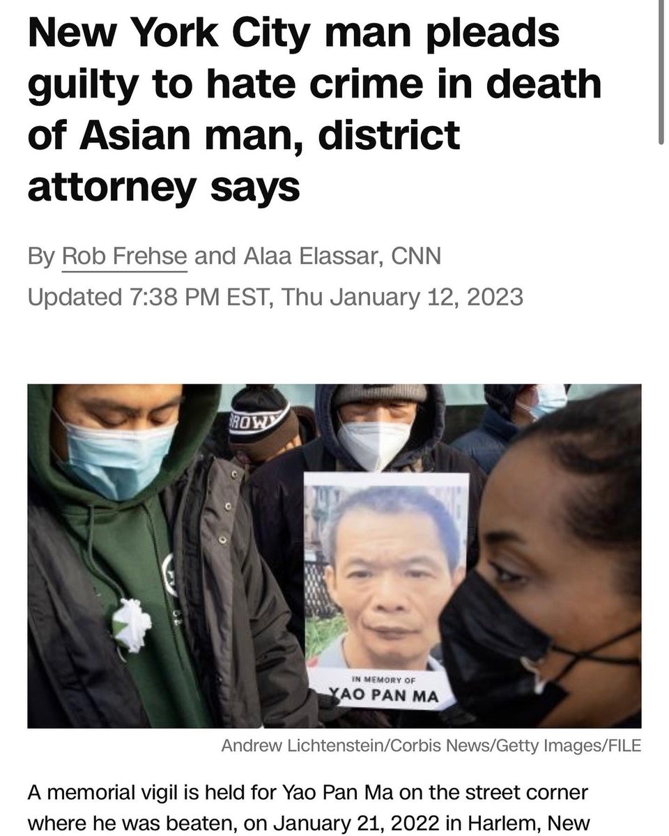 umasianalliance's tweet photo. Nothing can bring back Harlem’s Asian senior Yao Pan Ma who was brutally murdered on 125th Street. But we are consoled by the guilty sentence and hope this is one small step forward to keep the AAPI community safe in NYC. https://t.co/iPZl5k6RET https://t.co/0p9uYf2WE1