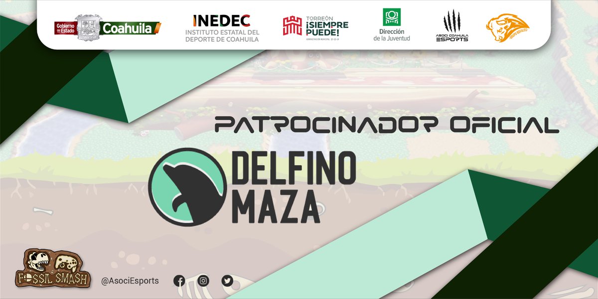 📢 Super contentos de anunciar a nuestros amigos de @DelfinoMaza como uno de los patrocinadores oficiales de la Primera Edición del #FossilSmash

#VibraDelfino #JuegaAGanar