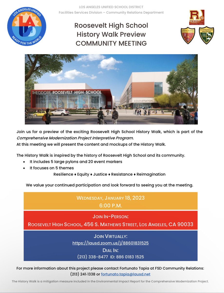 BoyleHeightsNC's tweet photo. We are very excited about the preview of the Roosevelt High School History Walk, which will take place  virtually and in person! 

For more information: fortunato.tapia@lausd.net https://t.co/jNjpGLx0uB