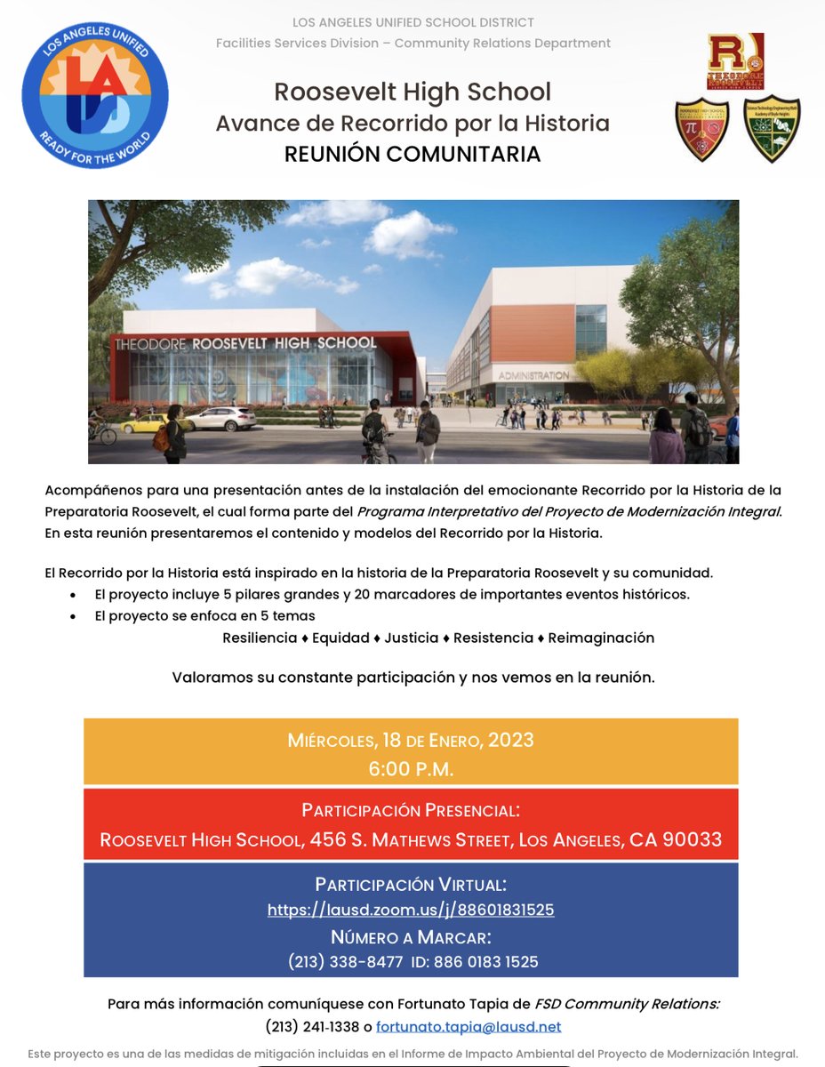 We are very excited about the preview of the Roosevelt High School History Walk, which will take place  virtually and in person! 

For more information: fortunato.tapia@lausd.net