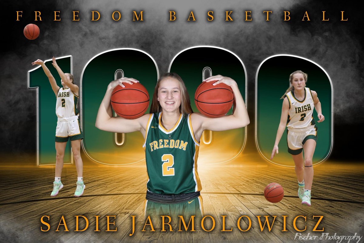 Congrats <a href="/SadieJarmolowi1/">Sadie Jarmolowicz</a>! Tonight, she became Freedom’s latest 1,000 point scorer. #hsswi #wisgb