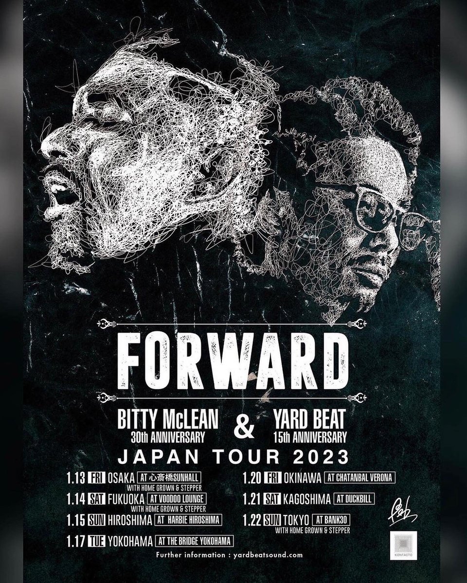 BOOOOOYAKA_SHA's tweet image. 一昨日と昨夜、2夜連続でビティーとLINK UP👍本日の大阪からYARD BEAT &amp;amp; Bitty McLean JAPAN TOURスタート🇯🇵そして来週1/17火曜はVINYL ONLYのROCK STEADY NIGHT🍩横浜公演はかなりレアですよ‼️前売りチケットもまだまだ絶賛発売中です♪🎫皆様この機会を是非お見逃しなく☝️
#bittymclean #yardbeat