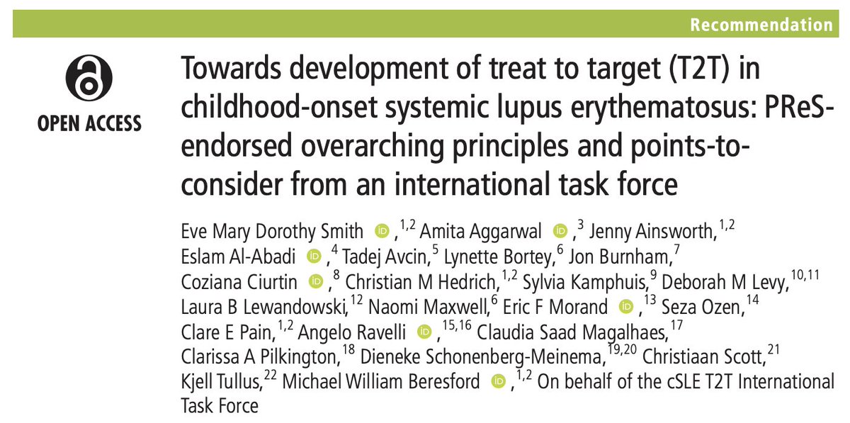 Excited to share the 1st paper of the International cSLE T2T Task Force, setting out a framework for T2T in cSLE. With fantastic teamwork and strong patient involvement I am confident we will achieve our goals and improve outcomes for cSLE! ard.bmj.com/content/annrhe…