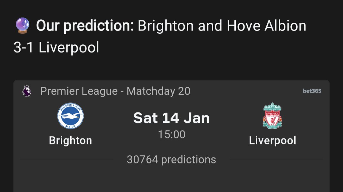 Scefi's tweet photo. This is the game when we get back to winning ways. Come on Liverpool, let's prove these predictions wrong.
#LiverpoolFC #LFC #lfcComeback https://t.co/Xk2aktbI8s