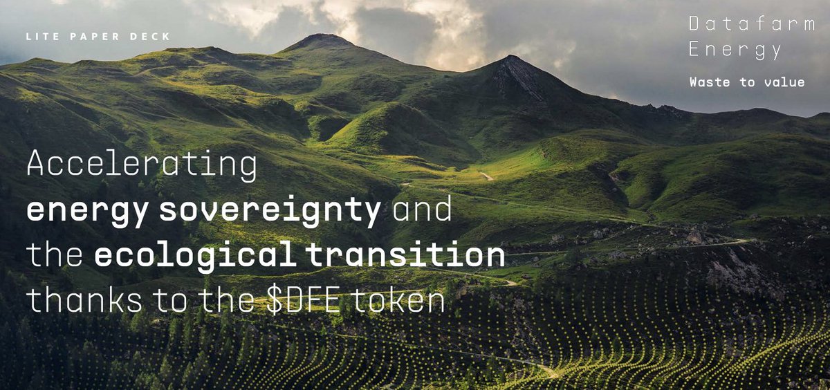 The $DFE token allows to invest in the energy transition:
- Accelerate the production of sovereign and renewable energies #Greentech
- massive reduction of #Cleantech waste
- secure the #Bitcoin network with clean energy
White Paper and + : linktr.ee/datafarmenergy
