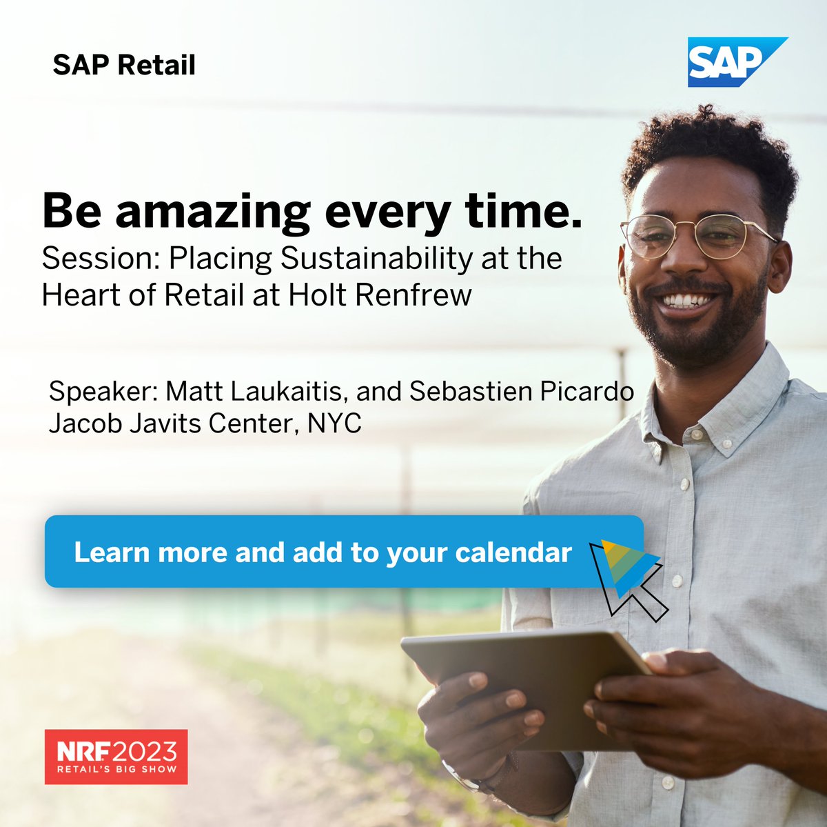 Join SAP at #NRF2023 as Holt Renfrew's president &amp; CEO, Sebastian Picardo, hosts a fireside chat to discuss the company's latest sustainable #retail initiatives. Learn about Holt's transparent data tracking and sustainability stairway. 
imsap.co/60183pA1A