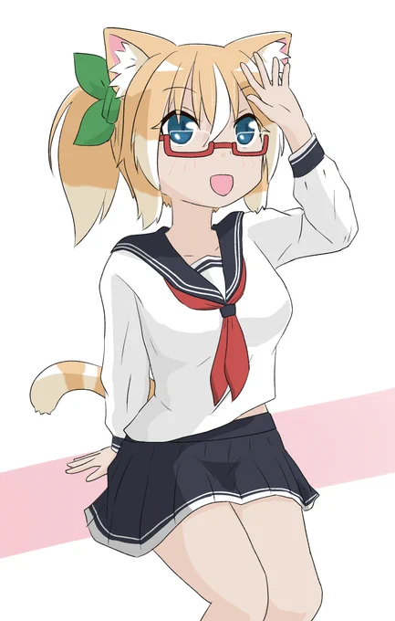 <日向ぼっこしたい<晴れるとイイね#創作 #オリキャラ#ネコとイヌとメガネっ娘 