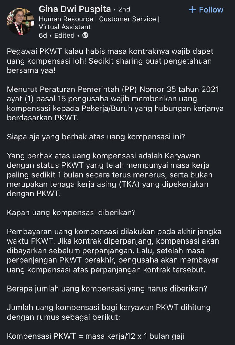darilinkedin's tweet photo. Terkait kompensasi untuk karyawan PKWT https://t.co/l7ZNUC6CAY