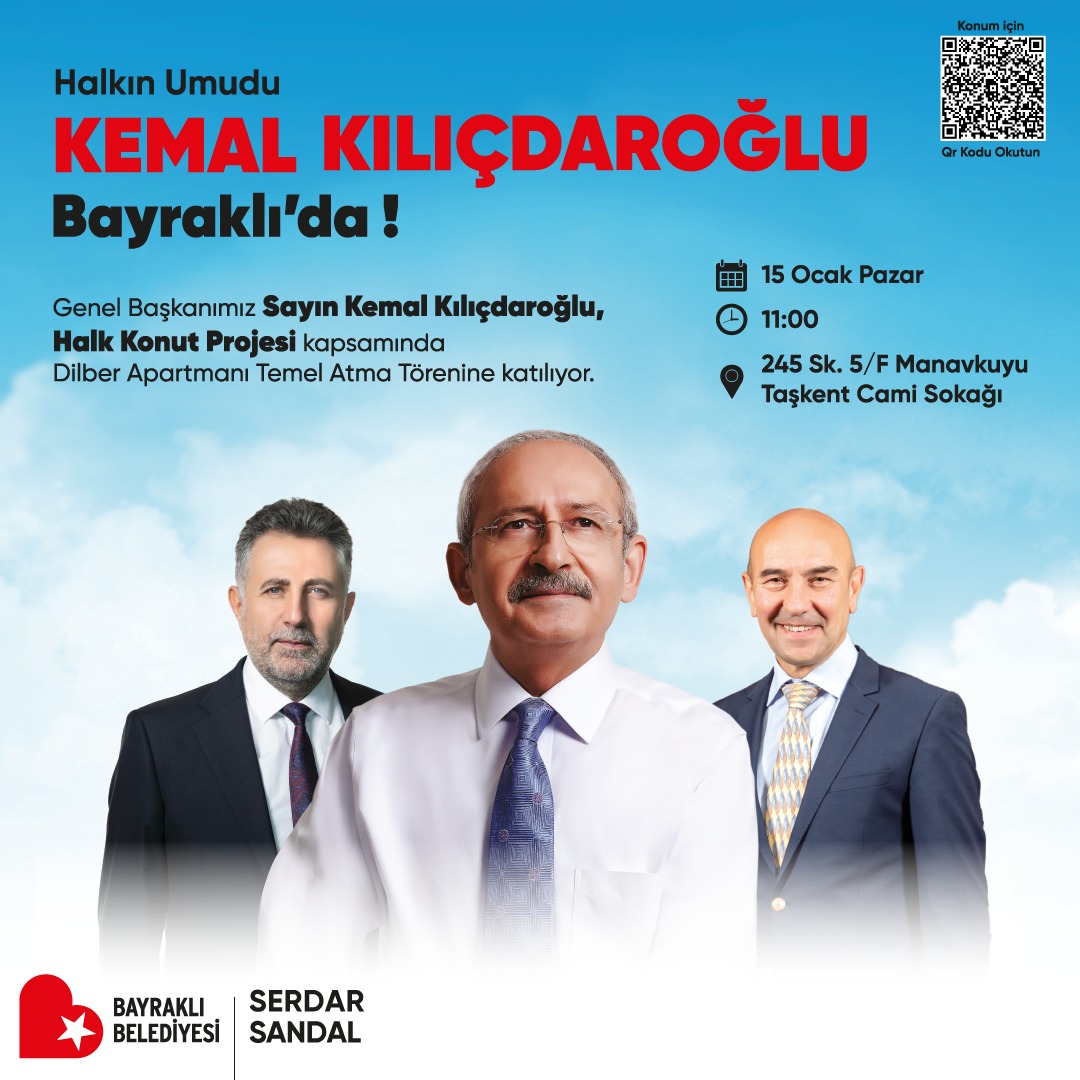 Genel Başkanımız Sayın <a href="/kilicdarogluk/">Kemal Kılıçdaroğlu</a> Bayraklımıza geliyor!
<a href="/izmirbld/">İzmir Büyükşehir Belediyesi</a> ve Bayraklı Belediyesi’nin işbirliği ile sürdürülen Halk Konut Projesi kapsamında, İzmir Depremi’nde yıkılan Dilber Apartmanı’nın temelini atıyoruz.++