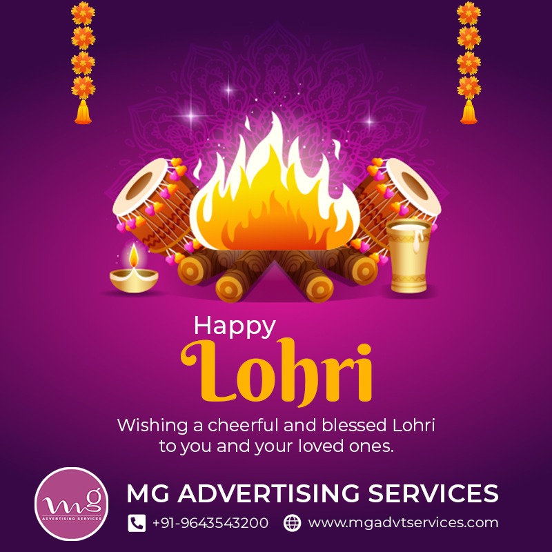 M_G_Advertising's tweet photo. Wishing all the warmth of bonfire, the sweetness of gud &amp; rewdi remain with you forever. MG Advertising Services wishes you, Happy Lohri! https://t.co/u3U6jvuWbO