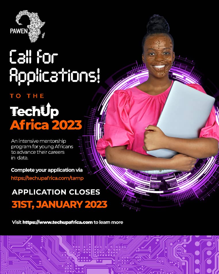 pawencommunity's tweet photo. Call for Applications! 🎯🎯🎯

We have opened applications for the Cohort 2 of our TechUp Africa free mentorship program for young Africans interested in these career paths:
- Business Analyst
- Data Analyst
- Data Engineer
- Data Science https://t.co/DlsjPGMc7v