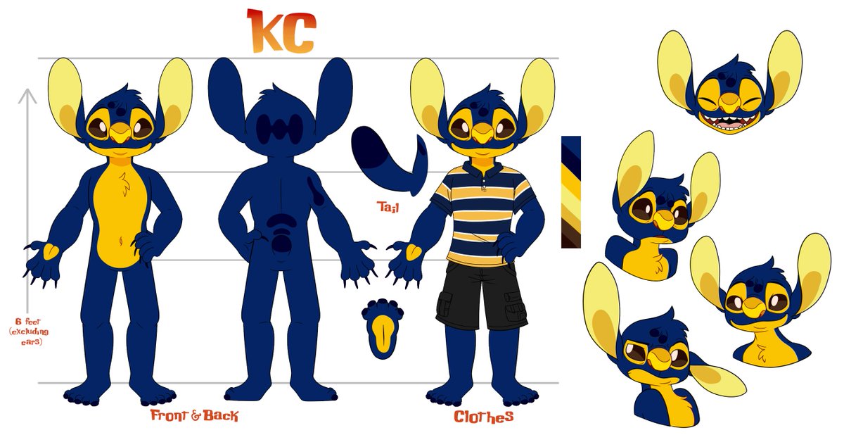 ExperimentKC's tweet image. You know what I just realized? All this time I've NEVER shared my #experimentsona's ref sheet here on Twitter before. I did so on Tumblr and Instagram, but over here? Naga.
So, here's the full sheet for... me! (Drawn by @AngoraRam)
#LiloAndStitch #Stitchsona