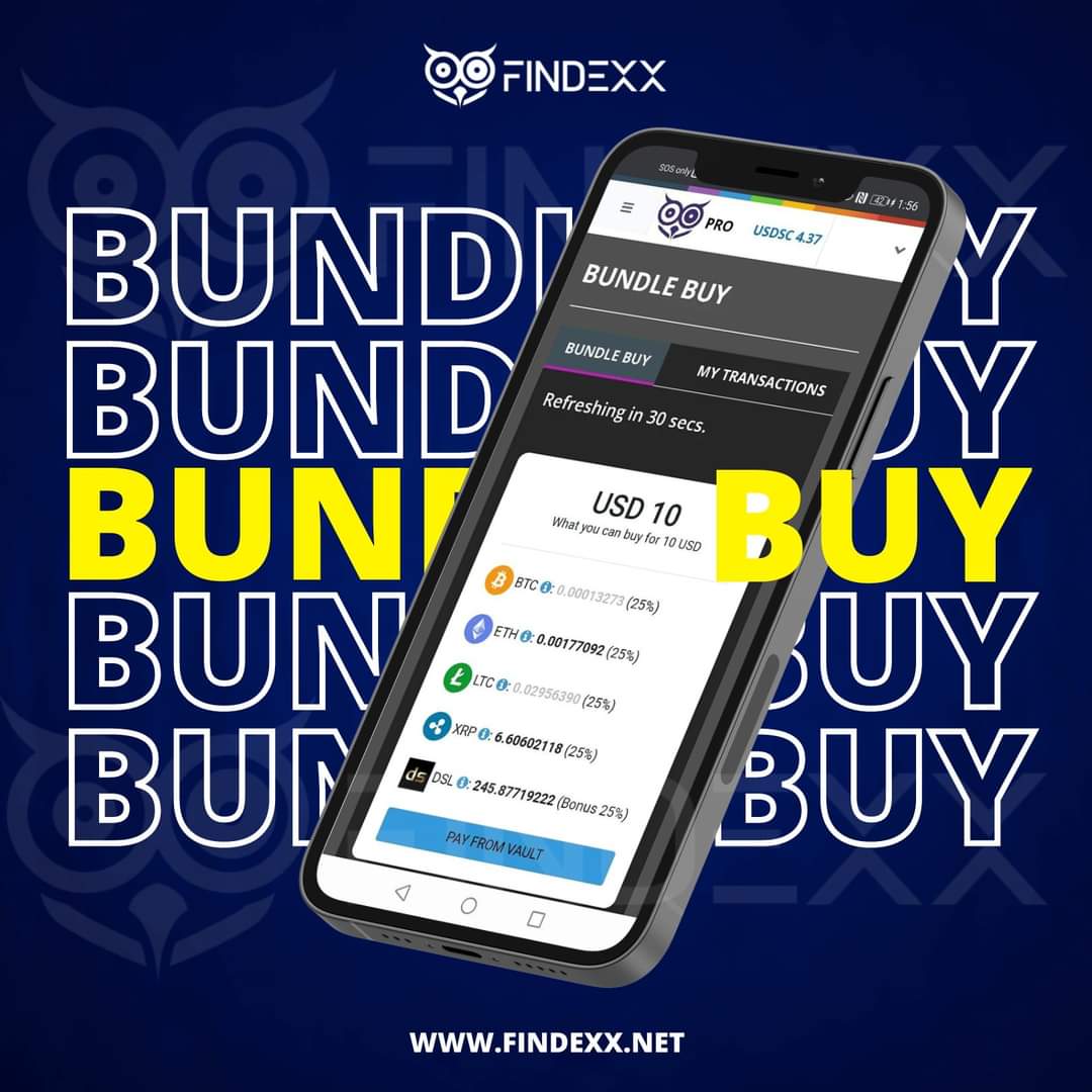 #Findexx Bundlebuy features: this is a saving strategy, where you can buy the top 5 crypto coins in a single click. 

You can buy #bundlebuy daily, weekly or monthly basis, It can help you build your portfolio over time.