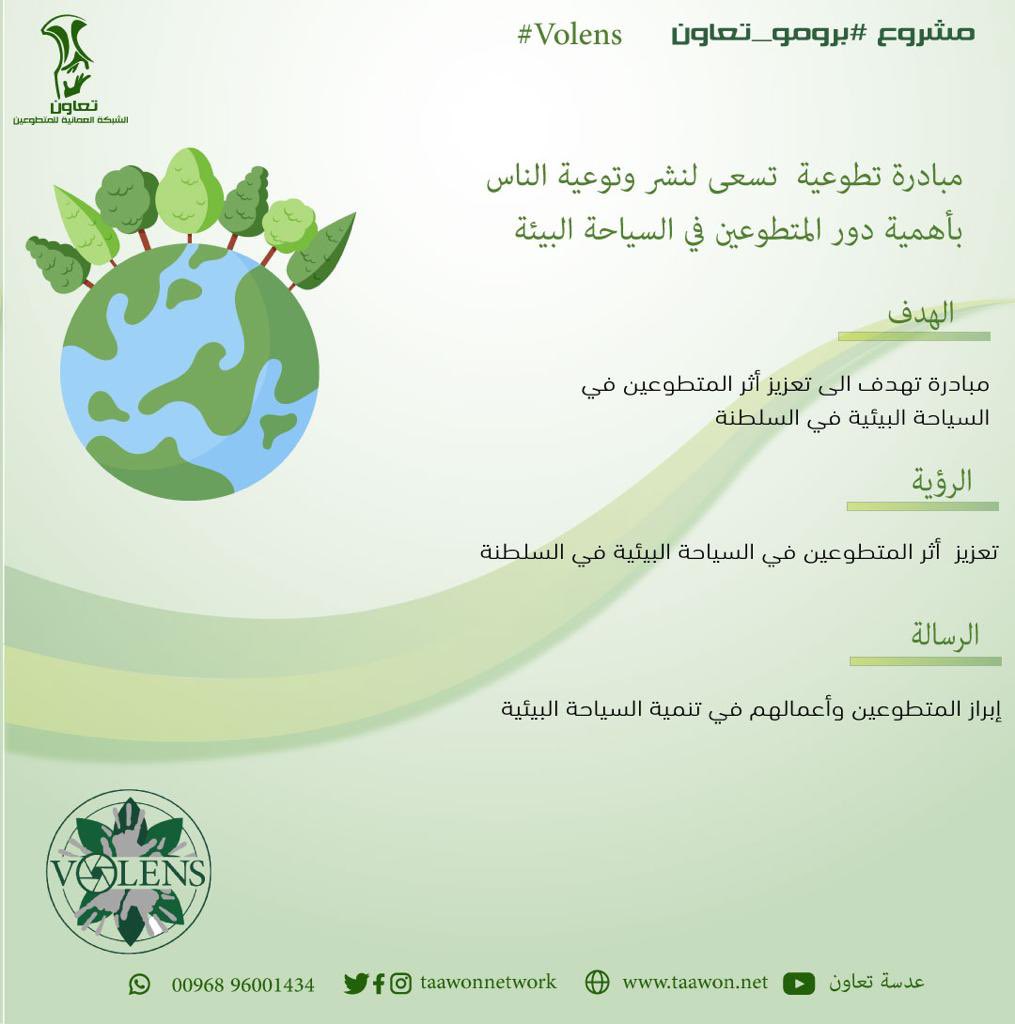 TaawonNetwork's tweet photo. تسعى مبادرة #volens إلـى إبراز دور المتطوعون في مجال السياحة البيئة 🌱.
#برومو_تعاون
#أكاديمية_تعاون_٢٠٢٣ https://t.co/7MdvwoV750