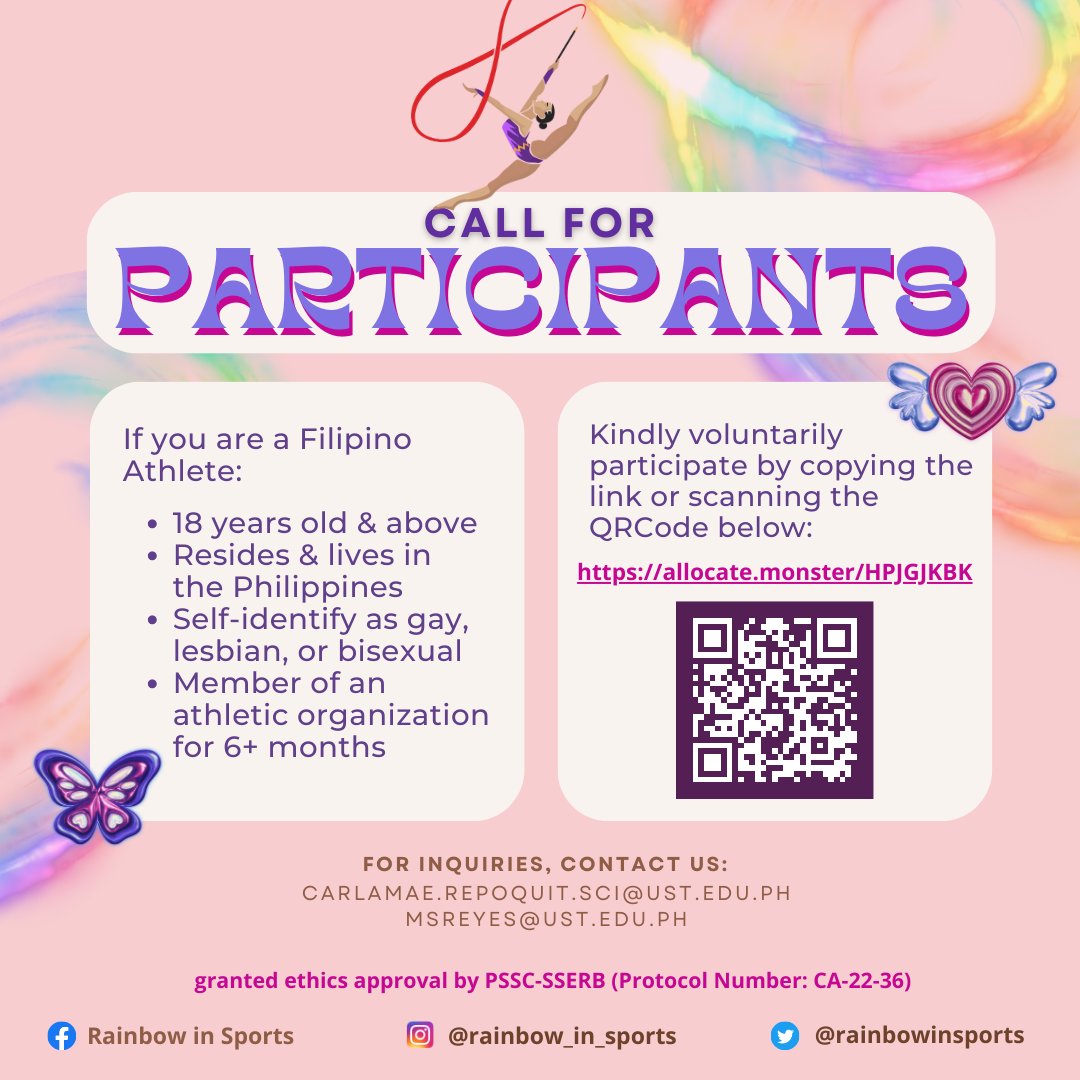 rainbowinsports's tweet photo. Calling for all LGBT athletes to blossom the sports community to be diverse and magical for inclusivity🌈

If you're a Filipino Athlete:
🌺18 years old &amp; above
💕Resides and lives in the Philippines
☁️Self-identify as lesbian, gay, or bisexual
✨Member of an athletic org for 6mos https://t.co/JyQC7ja7mC