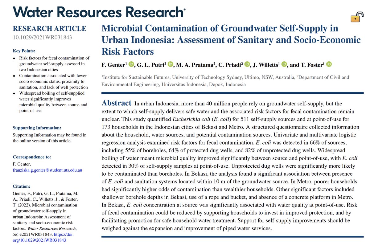 Sandec_Eawag's tweet photo. Did you know that two billion people still lack access to a safely managed #water service worldwide? Limiting E. coli concentration at the source can protect people's health. Learn more from this research on #groundwater and urban #Indonesia https://t.co/GD6yZWA9YG @EawagResearch https://t.co/E7KGDEILw4