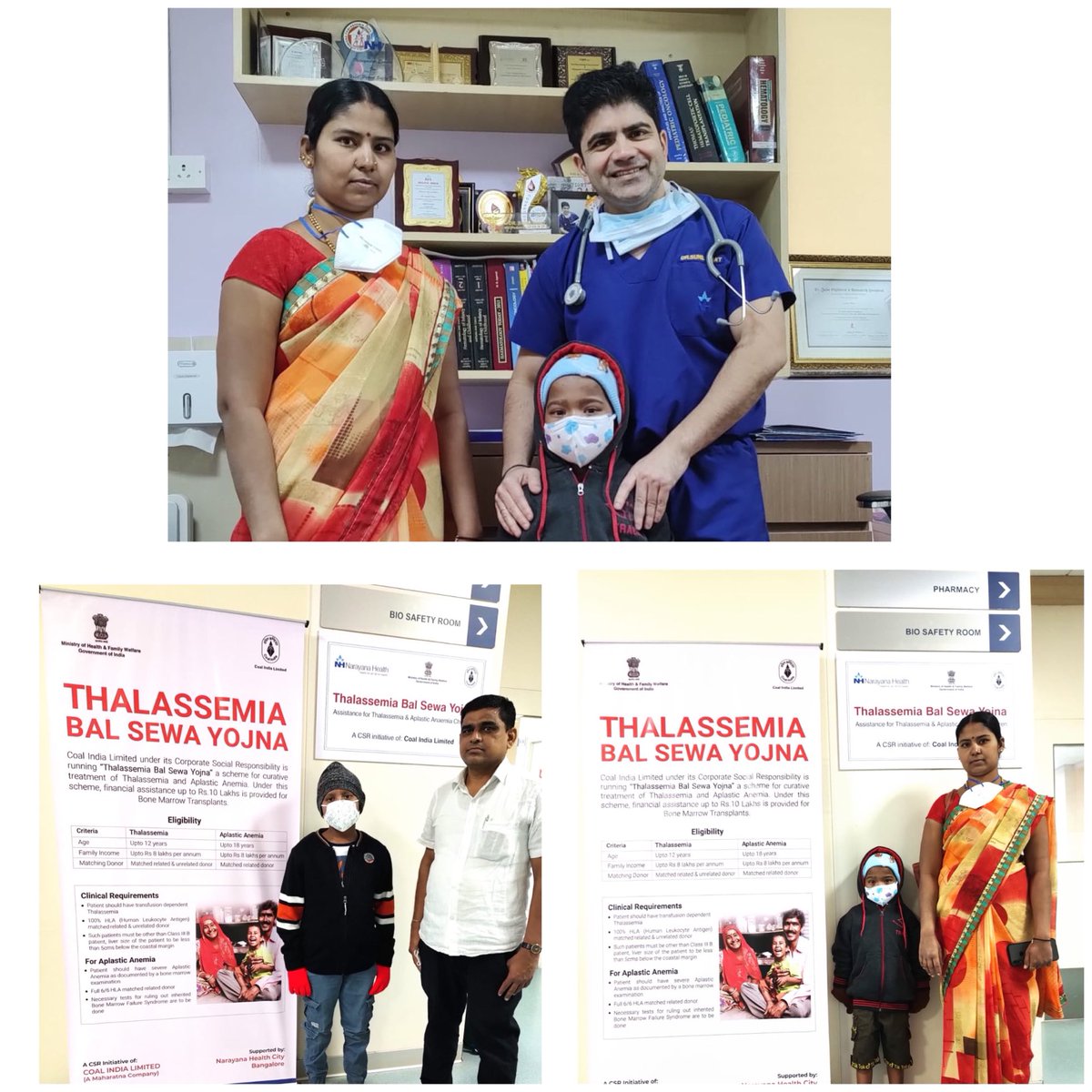 DrSunilBhat's tweet photo. Master R with #Aplastic Anemia and Master GB with #Thalassemia Major, getting discharged after a successful #BMT #StemCell Transplant, @NarayanaHealth , thanks to the support from @CoalIndiaHQ @CIL @MoHFW_INDIA @thalindia @shobhatuli https://t.co/R1VA2RrGR4