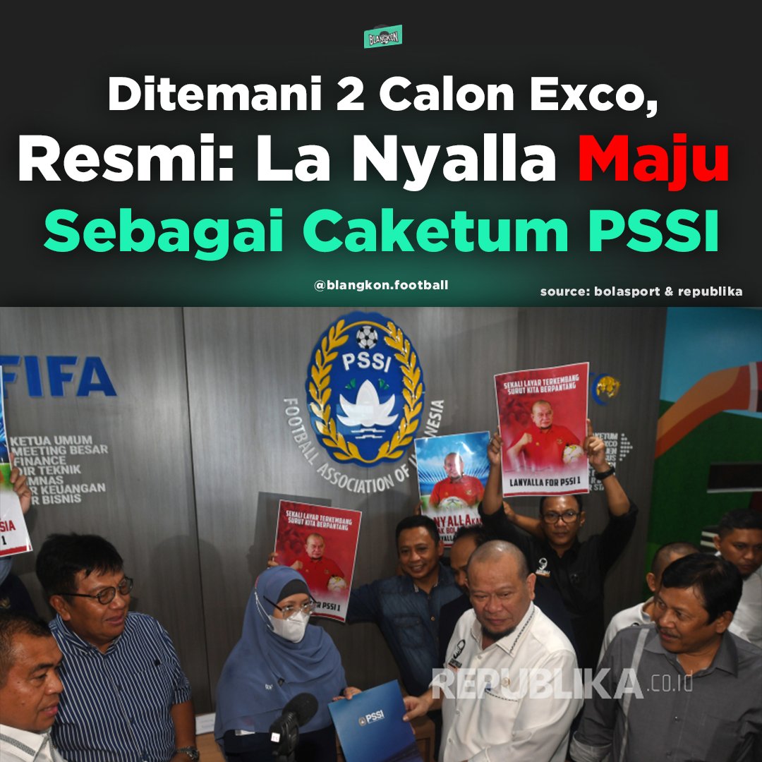 bolablangkon's tweet image. BOOM. La Nyalla Mataliti maju sebagai caketum PSSI periode 2023-2027.

Ia ditemani 2 calon Exco, yaitu Gede Widiade dan Bustamu Zainudin.

La Nyalla dapat dukungan dari 2 voters, yaitu PSSI Jatim dan Persela Lamongan.

💬 Ada tanggapan? 😅

#PSSI #Exco #KLB #Timnas