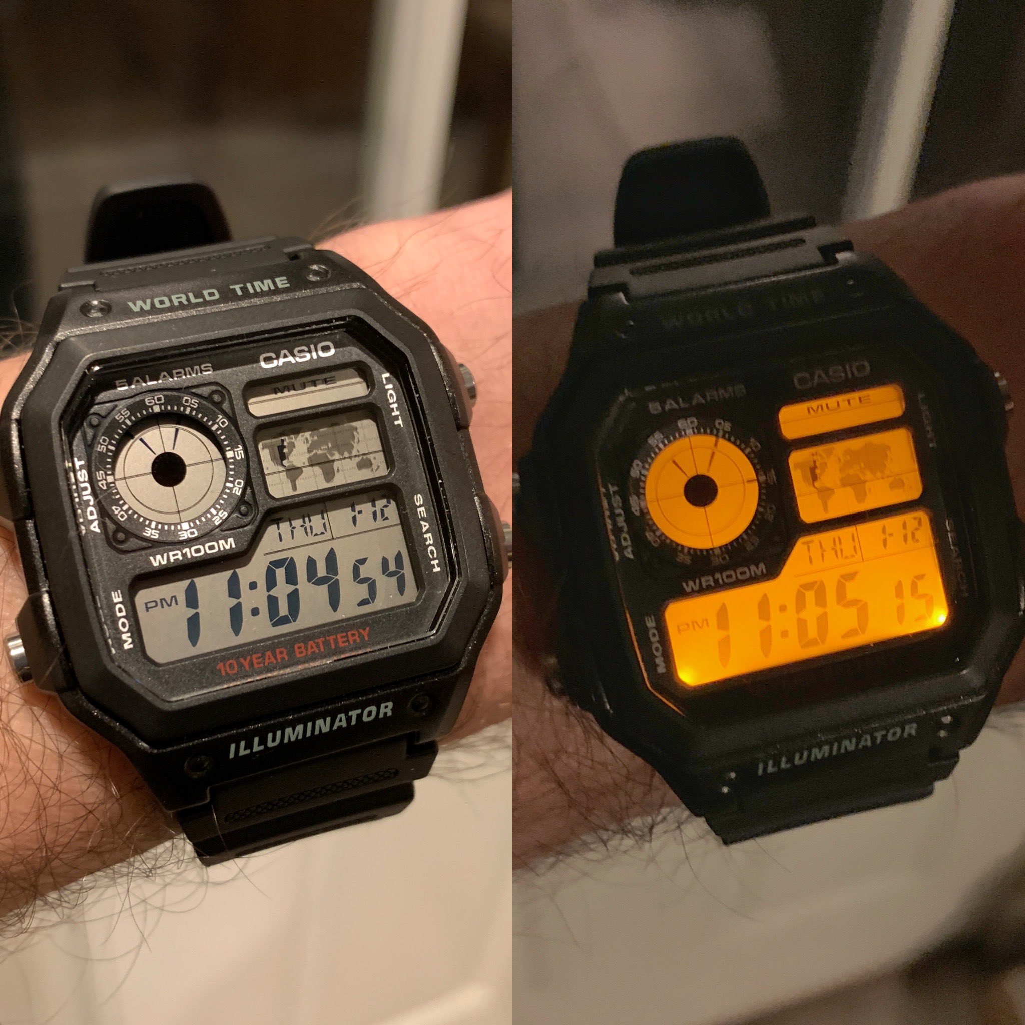 casio ae1200 light