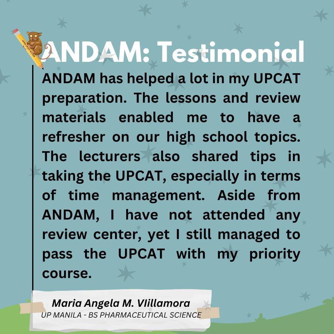 upkbdiliman's tweet photo. [ANDAM TESTIMONIALS]

Kadugo, naka-preregister na ba ka para sa ANDAM? 

You may pre-register through this form:

https://t.co/JSACK6B1zh

For any questions or concerns regarding the pre-registration process, you may message us through the page.  

#upkb
#andam2023
#UPCAT2023 https://t.co/oVPuRgqUpQ