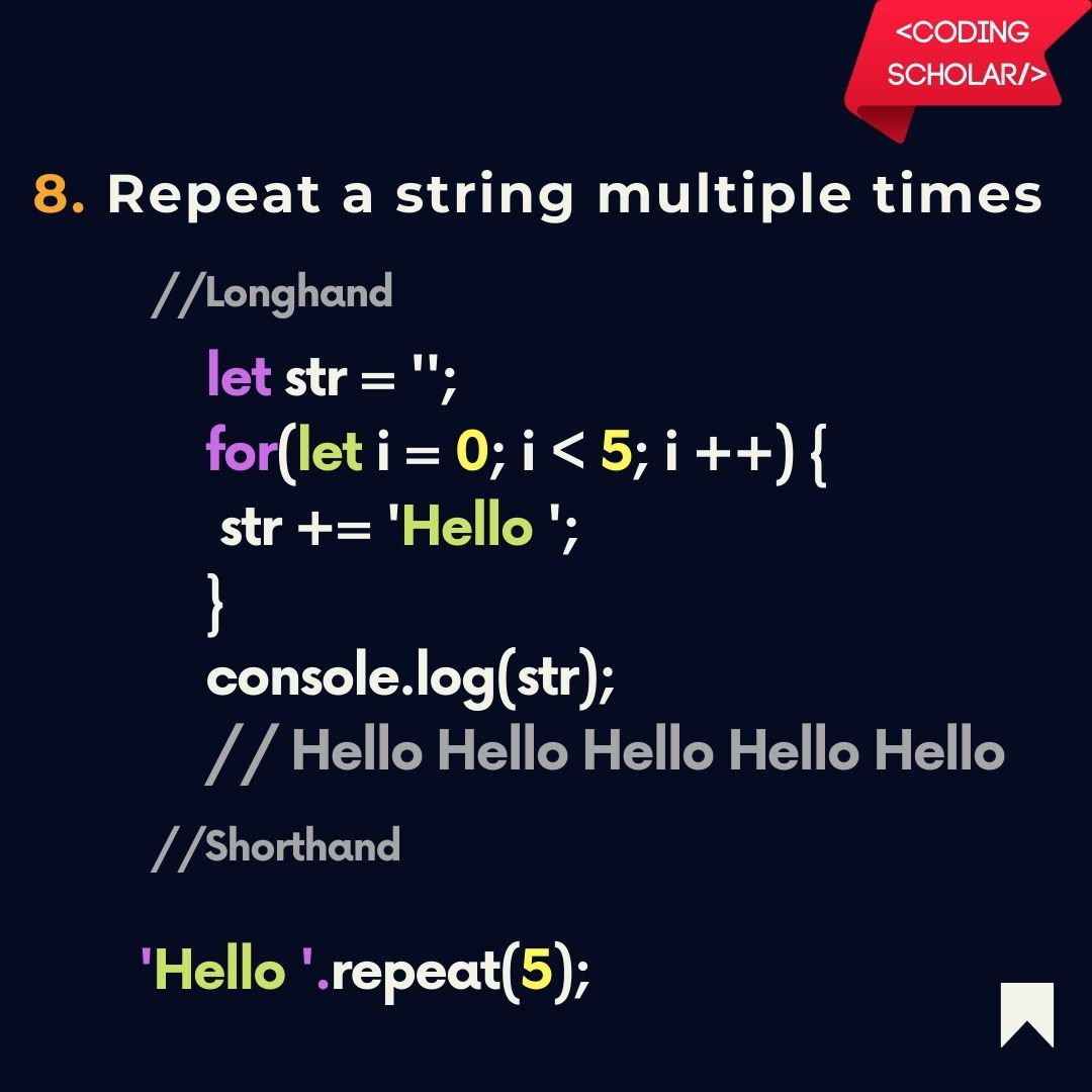 coding_scholar's tweet photo. JavaScript Shorthand 🔥

Follow @codingscholar for such more content 😊

#codingscholar #coding #programming #100daysofcode #frontenddeveloper #backenddeveloper #fullstackdeveloper #webdeveloper #reactjs #nodejs #javascript #html #js #softwaredeveloper #codenewbie #codingisfun https://t.co/njQYIYhbJx
