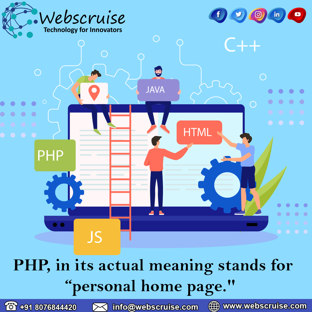 'WEBSCRUISE'  The best PHP web development services to convey arrangements which in a perfect world follow the authoritative structure, business destinations and work process of the executives of your association.
 #php #phpagency #phpdeveloper #phpweb