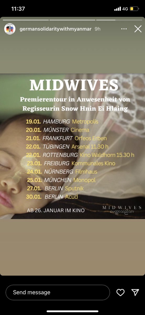 randallbreanna's tweet photo. Midwives--a documentary film about Rakhine and Rohingya midwives--is screening in Germany next week! I am so jealous, hope some friends there can see it!

Link for details is here:
https://t.co/fENOGB0c9V

#rohingya #rakhine https://t.co/wVA9TYYTFW