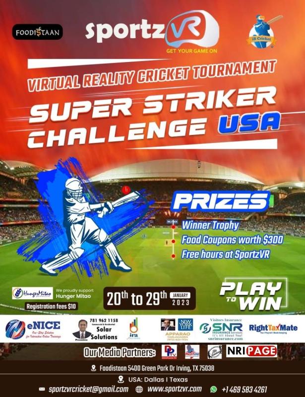 Virtual Reality Cricket Tournament!!
Use coupon code 'NRIPAGE'
Read more.. nripage.com/events

#TANA #virtualrealitycricket #virtualgaming #cricketvr #cricket #cricketchallenge #virtualrealitygaming #T20WorldCup22 #cricketworldcup #cricketlovers #events