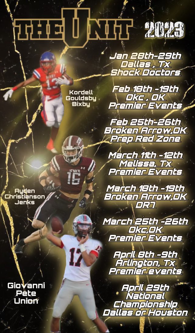 JaymeeJones1's tweet photo. 🏈 The Unit Ok 7v7 will first touch down in Dtown! Ready see what these 918 boys can do #TheU 🙌🏾 #UnitOK #WeComin #GrindDontStop #balltilwefall #WeReady @kaydinjoness @DarealKjones20 @PrepRedzoneOK @NE_Ok_HS_Sports @6starfootballOK @TheUnitFootball https://t.co/CGpOpyTQye
