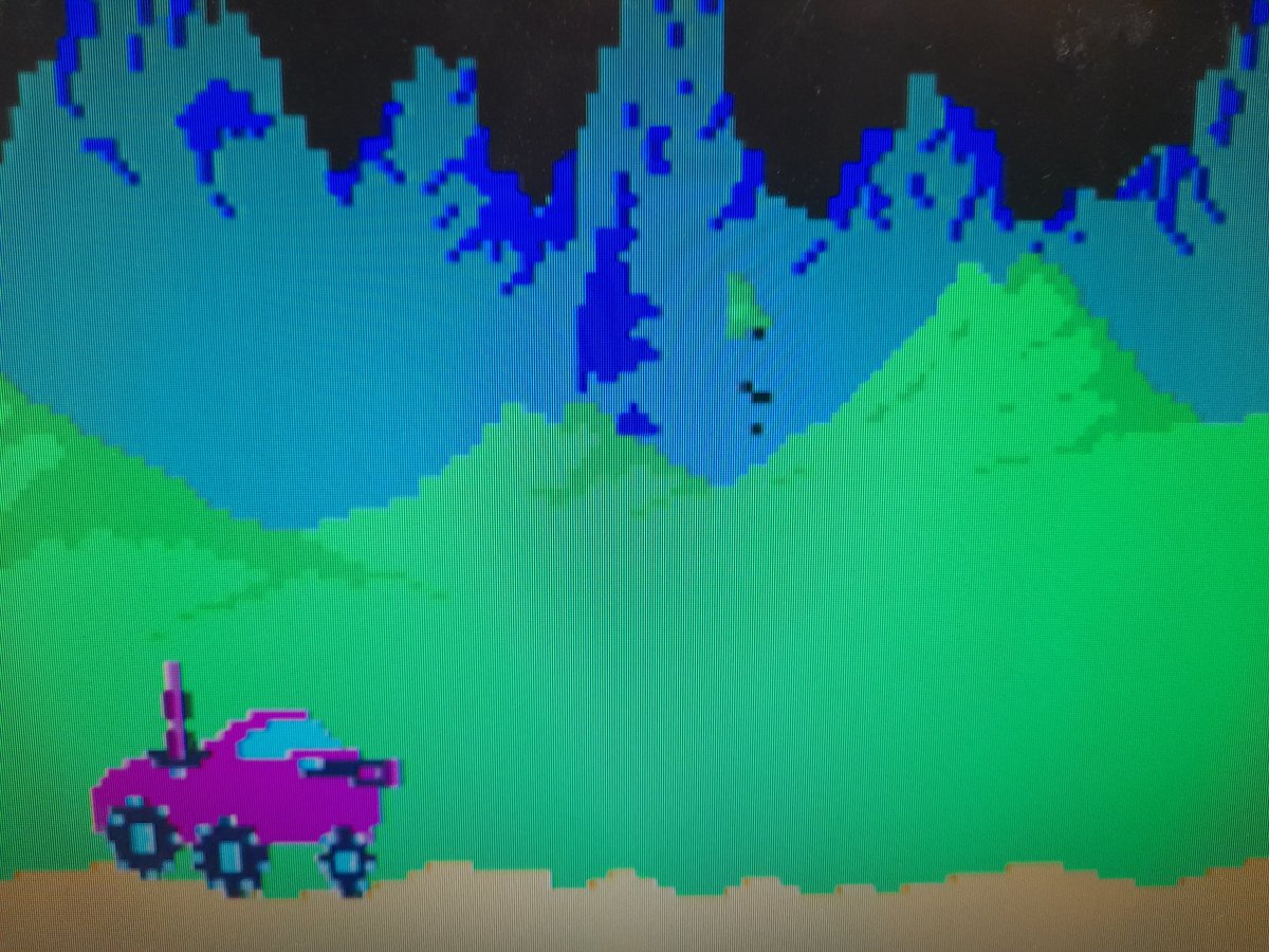 Jun0Man's tweet photo. Original IREM Moon Patrol had a glitch on the middle scroll layer.Changed 2 74ls283@4f&amp;4h which improved it.Touching pin 1 of 4h made the glitch change.C68 is missing from Irem boards &amp; manually added by Williams.Probably due to diffrnt 2732a timing. It should be across 1 and 14 https://t.co/Tm68ZcxAZg