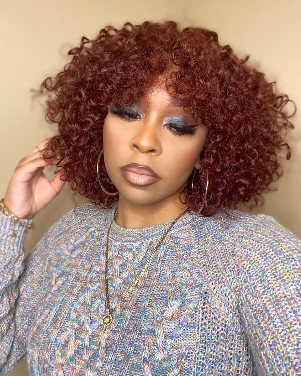 AlipearlHair's tweet image. Reddish brown short bob wig with bangs.
.
.
.
#alipearlhair #shortbob #bangs #humanhair #curlywave