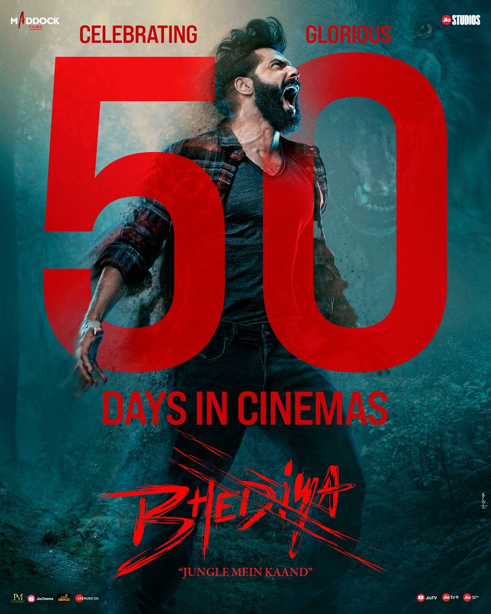 #Bhediya🐺 continues to howl loud for 50 glorious days at the box office! @Varun_dvn @kritisanon @Deepakyahanhai @nowitsabhi #PaalinKabak @amarkaushik #DineshVijan @Soulfulsachin @JIGARSARAIYA @SachinJigarLive @OfficialAMITABH @MaddockFilms @jiostudios @ZeeMusicCompany