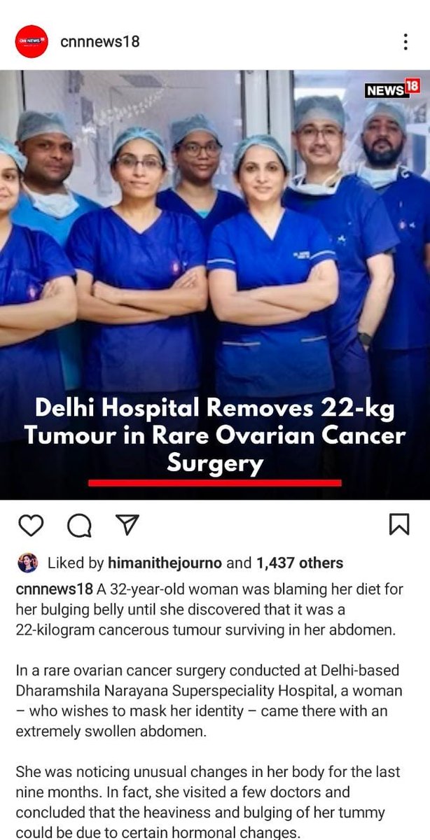 DrsatinderKaur1's tweet photo. Moments like these are what make all our efforts worth. We were able to remove the 22 kg ovarian cancer tumor and keep the uterus intact so that the patient can conceive later #FirstTweet  #healthcare #tumor #MedTwitter  #ovariancancer #Motivation @NarayanaHealth https://t.co/GqLo4QX9mQ
