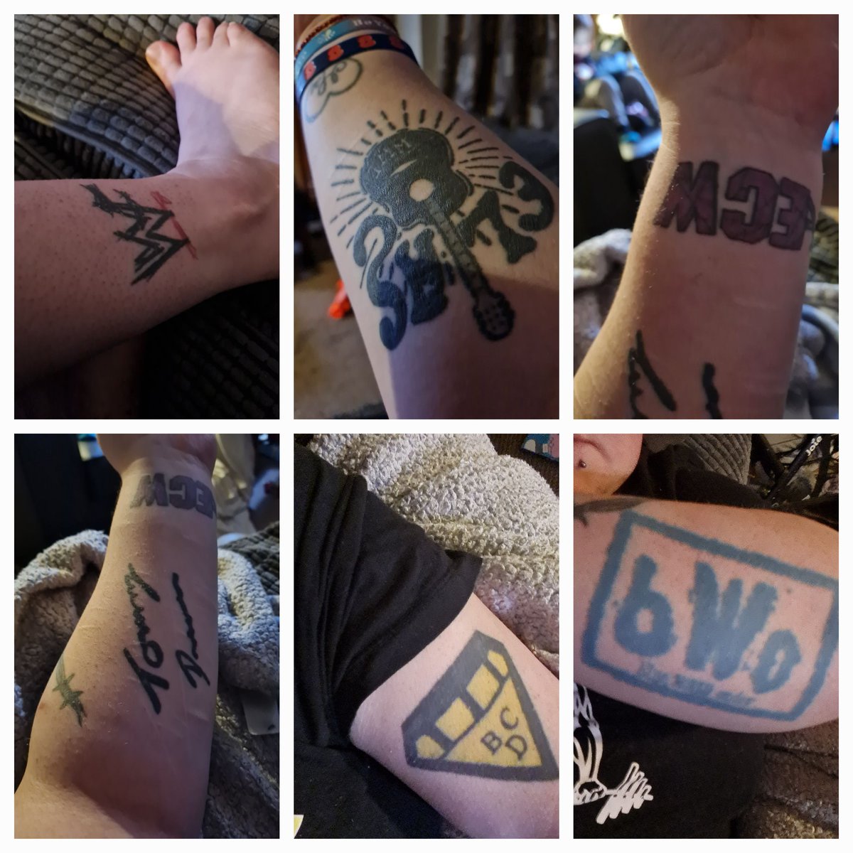 Show your #prowrestling #Tattoos 😀 here are mine #Loveit #Imhardcore #Prowrestling4life everysingle one with love and respect 🙏 especially the triple threat one as I asked <a href="/TheFranchiseSD/">Shane Douglas</a> could I get it done 😀 for #Bam #Candido and <a href="/ECWDivaFrancine/">Francine</a>