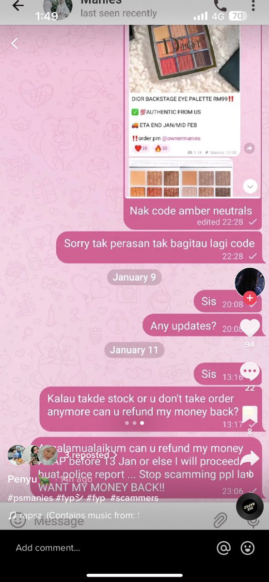 inazallya's tweet photo. Dari dulu dah cakap ps manies ni mmg takleh pakai. Yg kat twitter tau la dia mcm mana sebab tu dia pindah tiktok tipu orang kat sana pulak. https://t.co/YemwvfBz8I
