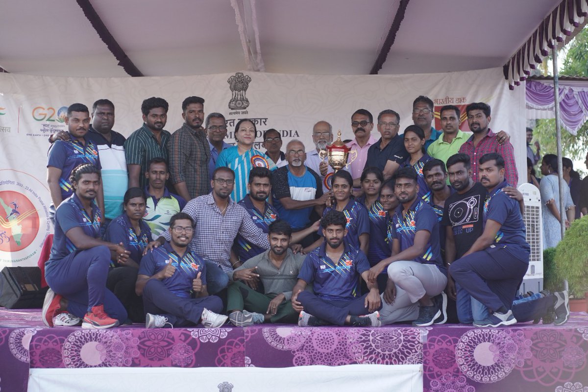 SAITrivandrum's tweet photo. Glimpses from the #Valedictory of All India Postal Athletics and Cycling Tournament organized by Kerala #PostalCircle held at @Media_SAI LNCPE. Dr.V.P. Joy IAS, Chief Secretary, GoK was the Chief Guest of the function. Tamil Nadu #PostalCircle emerged as the overall champions https://t.co/WHAKfddoC2