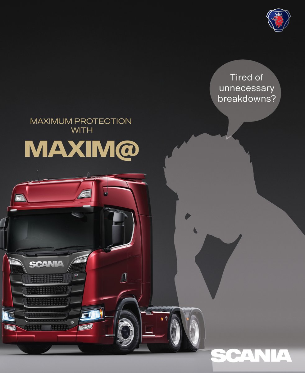 ScaniaWstAfrica's tweet photo. Tired of unnecessary breakdowns? Looking to maximize your uptime and protect your operations? Choose Maxim@ and enjoy maximum protection. Contact us on +233540113599 and find out more about our service offerings. #scaniawestafrica #contractedservices https://t.co/5k0oghcr7L