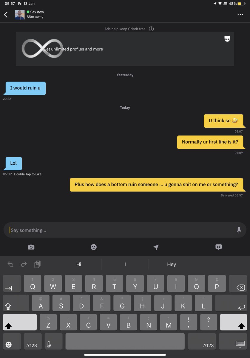 thomasso2011's tweet image. Opening lines like this is why I hate @Grindr 🤢

It’s a no hun 

#gayboyproblems #grindr #grindrfails