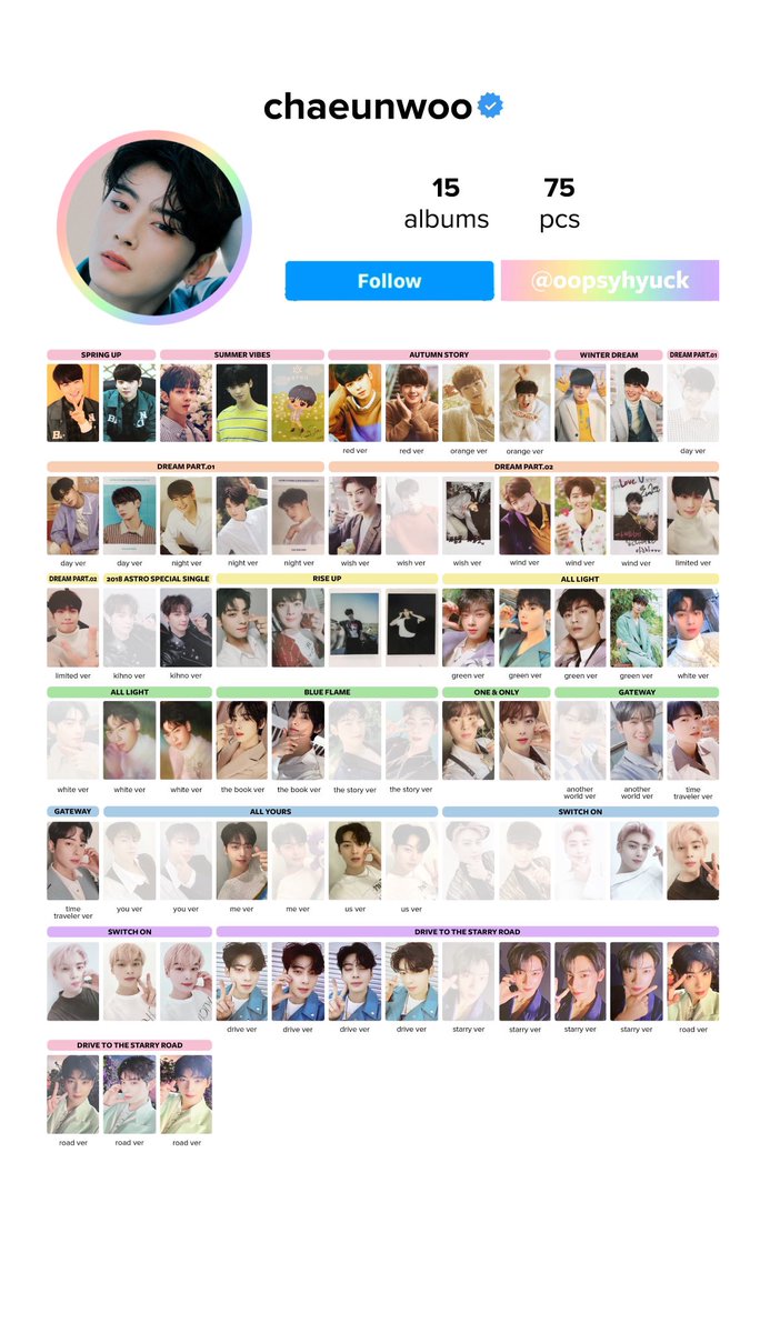 ourspringastro's tweet photo. wtt lft astro ph 🇵🇭

have: see photo
want: any eunwoo album pc that I don't have yet

loc: mm
mod: sc0 / direct ggx

🏷: moonbin sanha rocky mj jinjin switch on drive to the starry road dttsr gateway aaf sg blue flame https://t.co/834GFFgYae