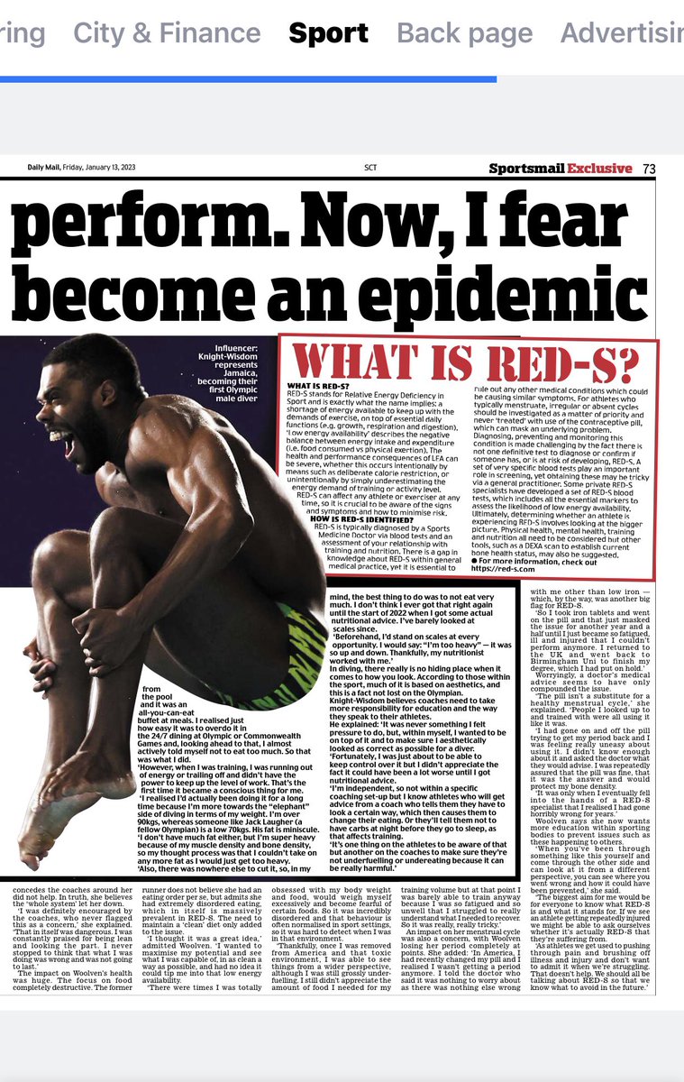 heatherdewar (@hdewarsport) on Twitter photo In today’s @ScotMailSport @mailplus we look at another serious health issue in sport.Never heard of RED-S? Have a read- it can affect all of us. Thanks to <a href="/pippawoolven/">Pippa Woolven</a> <a href="/YonaKW/">Yona Knight-Wisdom</a> for speaking out. READ:👇 In today’s @ScotMailSport @mailplus we look at another serious health issue in sport.Never heard of RED-S? Have a read- it can affect all of us. Thanks to <a href="/pippawoolven/">Pippa Woolven</a> <a href="/YonaKW/">Yona Knight-Wisdom</a> for speaking out. READ:👇