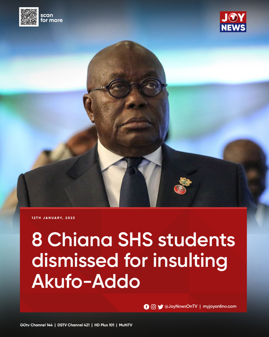 8 Chiana SHS students dismissed for insulting Akufo-Addo.

What do you make of the decision by the Ghana Education Service? 

Tweet with the hashtag #AMShow