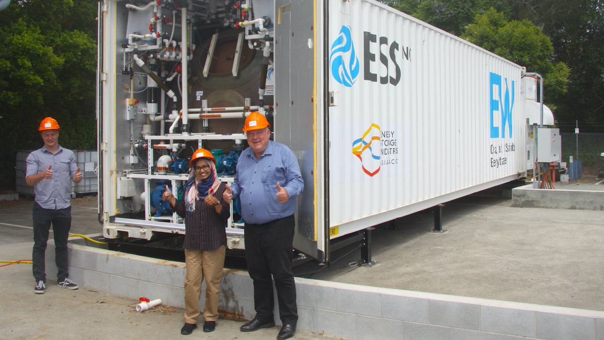 The ESI team is super-charged after completing the final stage of commissioning of the first large-scale iron-flow #battery in Australia. ESI's battery has been installed and commissioned at the National Battery Testing Centre at Banyo in Brisbane. @ESS_info @QldGov @QUT