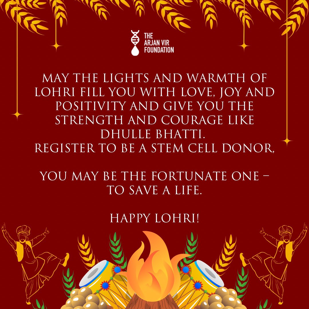 T_A_V_F's tweet photo. Happy Lohri! Save someone battling from blood cancer, register today. 

Visit us at: https://t.co/Ozf9nSNJkF 
Be a donor at: https://t.co/nM1CkmTPoA

#TAVF #TheArjanVirFoundation #ArjanVir #HappyLohri #StemCellTransplant #StemCellTherapy #BloodCancer #BloodDisorder #DonateToday https://t.co/MkxrihPgFM