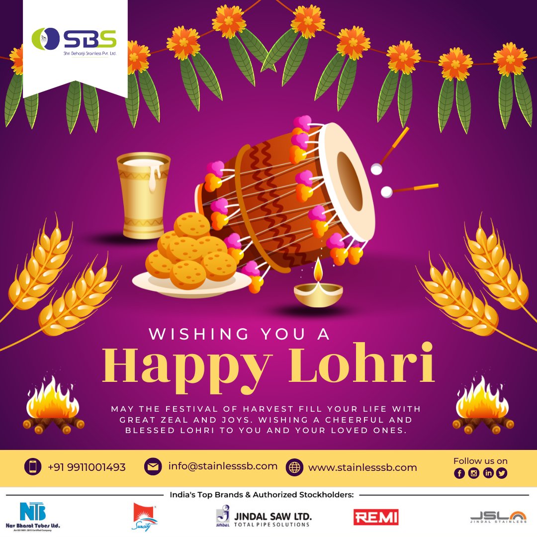 dealonsteel's tweet image. May your Lohri celebrations are full of sweetness of rewari and good taste of popcorn. Warm greetings on Lohri to you and your loved ones.”

website - stainlesssb.com

contact - +91-9911001493 +91-9711003812.

.

.

.

#stainlesssteel #steelpipe #coilspring