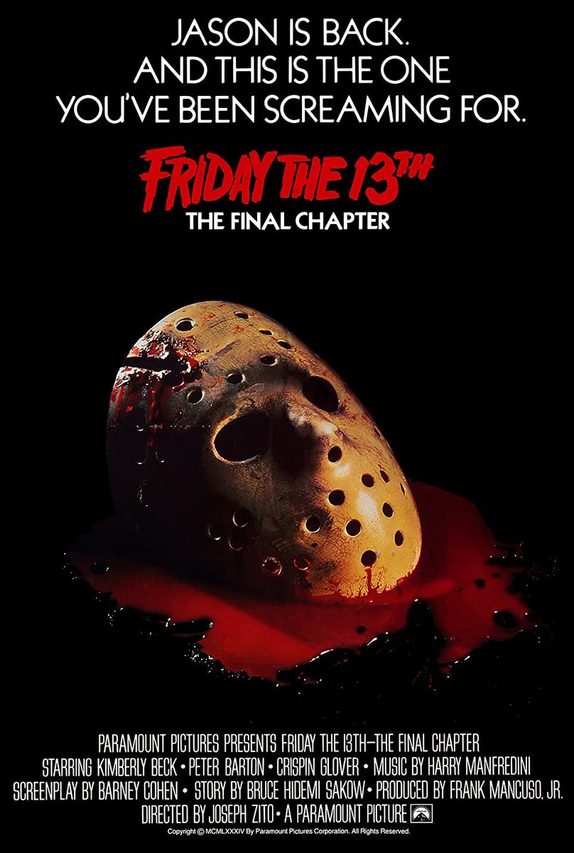 FilmMomatic's tweet photo. #NowWatching FRIDAY THE 13TH - THE FINAL CHAPTER #JosephZito #TedWhite @Corey_Feldman #KimberlyBeck #EErichAnderson @CrispinGlover #AlanHayes #BarbaraHoward #JoanFreeman #PeterBarton #JudieAronson #CamillaAndCareyMore #LawrenceMonoson #BruceMahler #LisaFreeman #BonnieHellman https://t.co/BUB0hePHsw