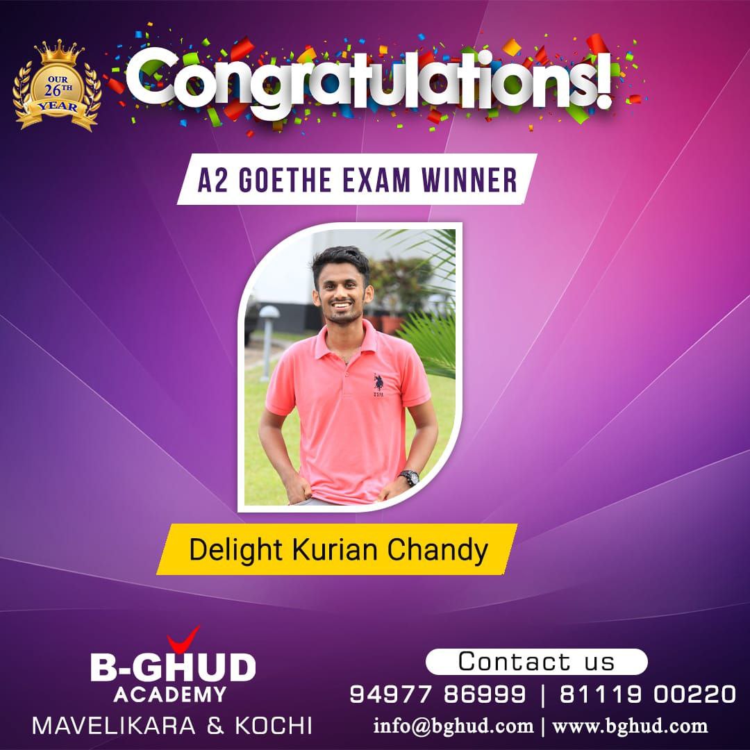 bghud_96's tweet image. 🔥 🥳 A1 GOETHE EXAM WINNERS 🥳🔥
➡️ Get admission today: forms.gle/kZmhoGpLbufaTS…
Contact :
B-GHUD ACADEMY KOCHI & MAVELIKARA
🌐: bghud.com
📧: info@bghud.com
.
.
#germanlanguage #germanlanguageclasses #germanlanguagecourse #Germanclasses #germancourse #germanclass