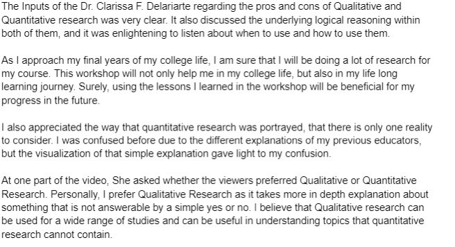 elibuiii's tweet photo. Tuano, Elijah Manuel M.
2019167522
Far Eastern University Chorale

hours: 2hrs 5mins

Workshop : Understanding Quantitative and Qualitative Research

January 4,2023

@FEUCenterArts https://t.co/ahY4douQwv