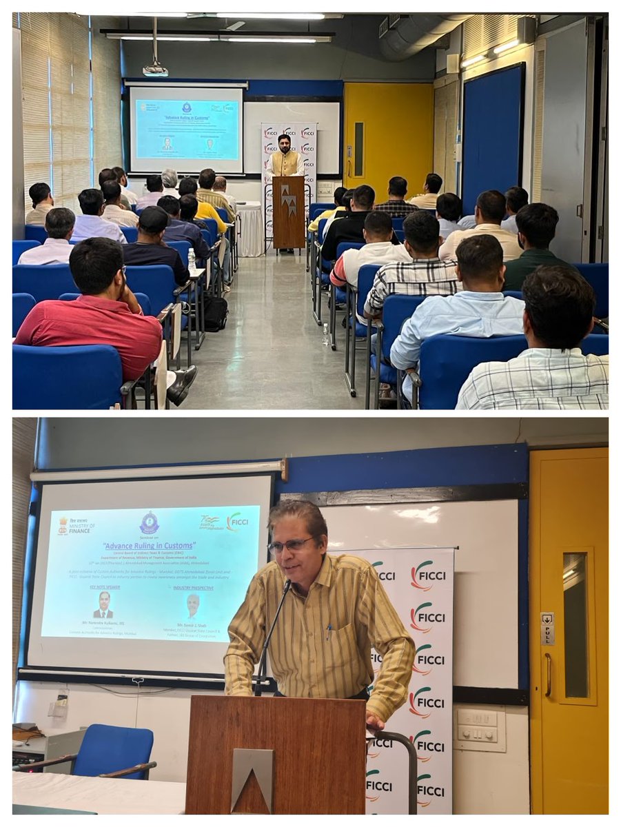AhmedabadDgts's tweet photo. DGTS, Ahmedabad Zonal Unit in association with Customs Authority of Advance Ruling, Mumbai &amp; FICCI, Gujarat organized a seminar on "Advance Ruling in Customs" on 12.1.2023 at AMA, Ahmedabad. https://t.co/exkg4jyBcB